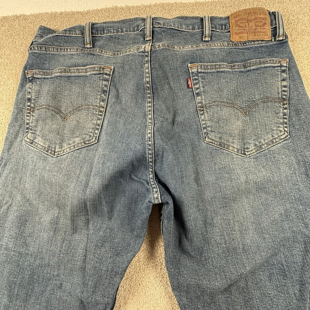 Levi's 505 Regular Fit Jeans Mens 40X32 Blue Denim Dark Wash Straight‎